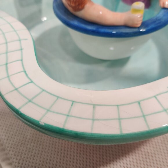 1995 Vtg Lotus Chip And Dip Swimming Pool Party And Hot Tub / Floaty Ceramic Set - Picture 9 of 16